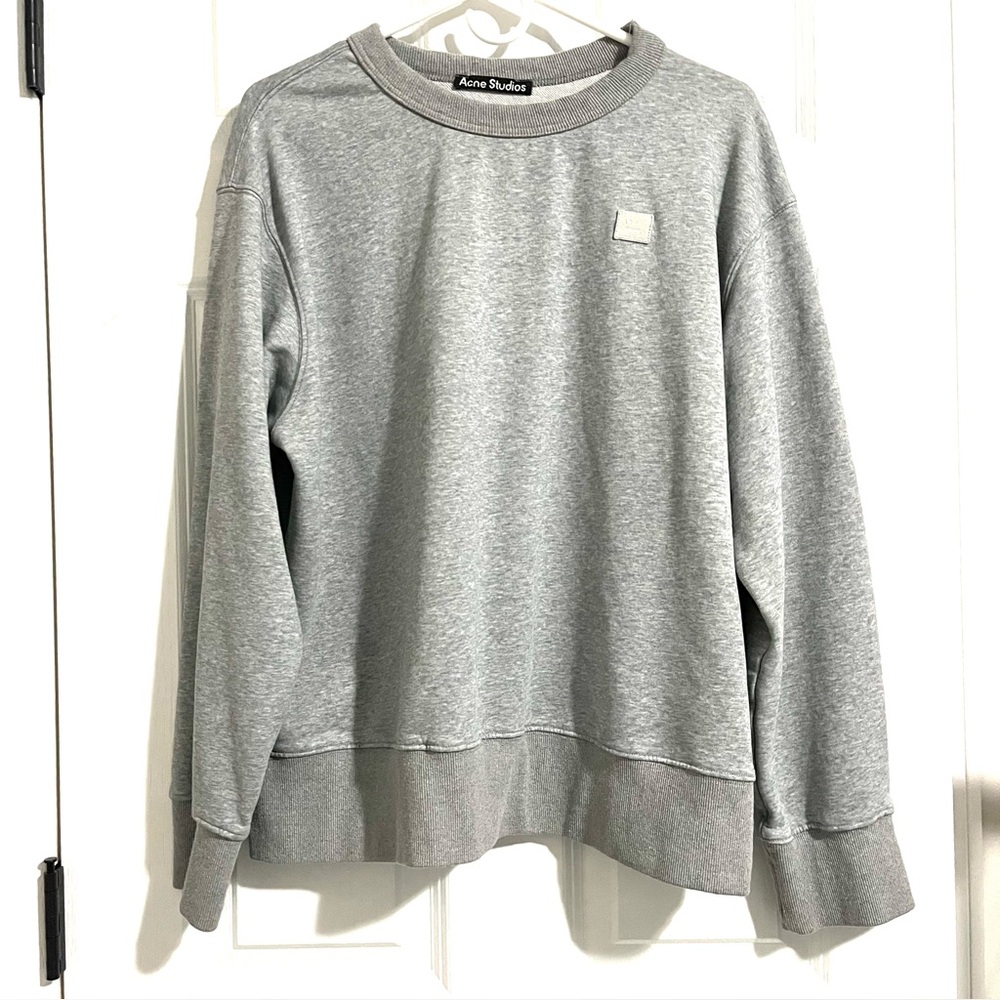 ACNE STUDIOS Grey Crewneck Sweatshirt Fairview Face Unisex Size Large